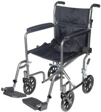  Drive Transport Wheelchair Lightweight Steel w/ Fixed Full Arms and Folds Up