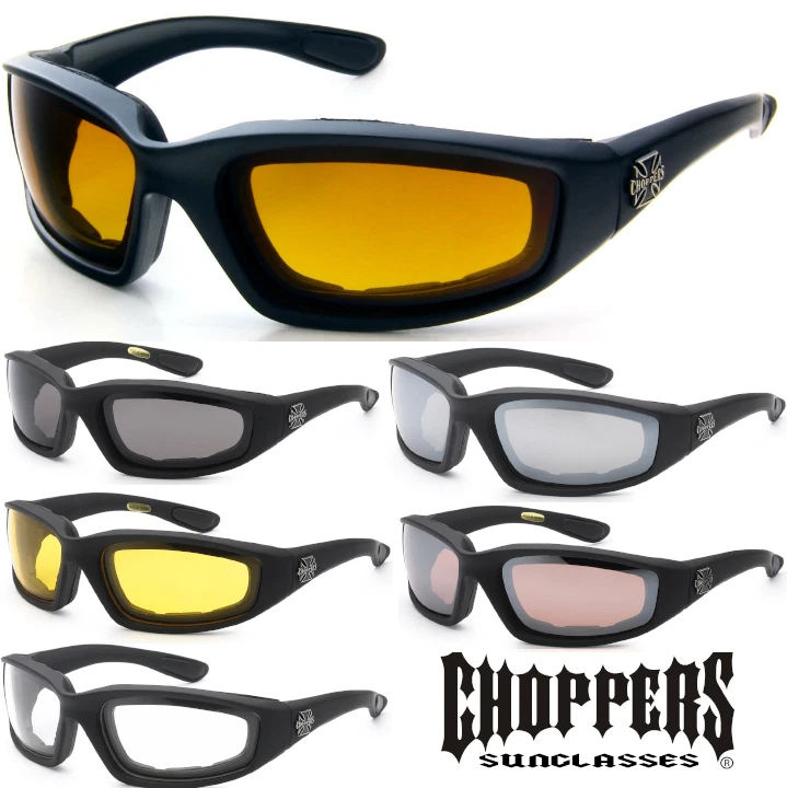 3 Paar Kombination Choppers Gepolstert Windresistent Sonnenbrille Motorrad Glas - Bild 1 von 1