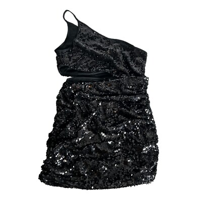 pretty little thing sequin dresses Women's Blue Sequin Halter Neck Lace Up Mini Dress