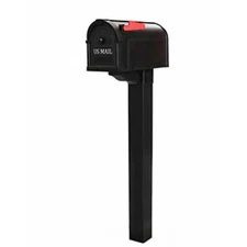 New Black Postal Pro Bradford Mailbox & Post Kit 49.5" Tall  Decorative Mailbox