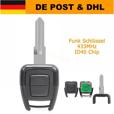 2Tasten Funk Schlüssel 433MHz ID40 für Opel Astra G Zafira A 2000 2001 2002 2003