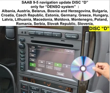 Saab 9-5 Sat Nav DVD Map Update Disc 'D' 2018  Denso Navigation – Eastern Europe