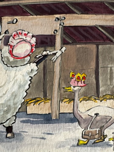 Watercolor Paintings Original BEJ 2002 RAM TOUGH Western Comical Illustration - Picture 5 of 9