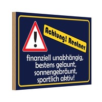 Holzschild 12X18 Cm Achtung Rentner Warnschild Hinweisschild Deko Geschenk Holz