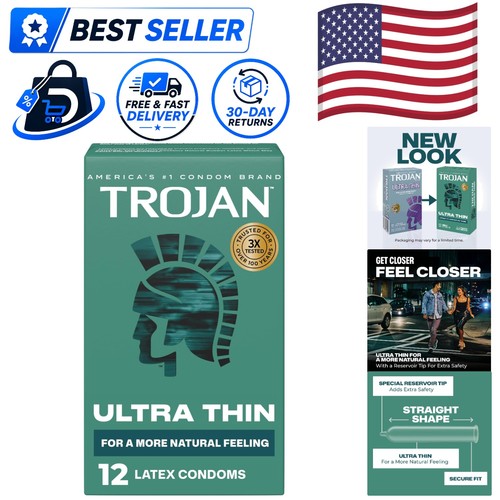 Natural Feeling Ultra Thin Latex Condoms for Men - Safe and Comfortable, 12 Pack