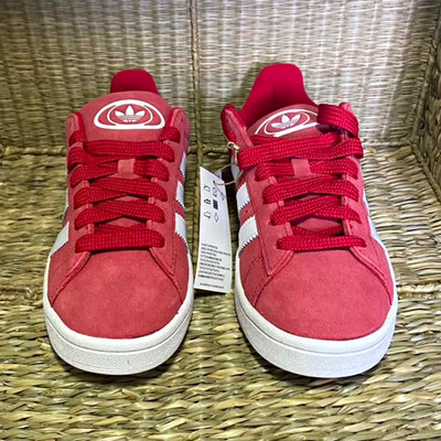 adidas Campus Red/White Low Top Lace-Up Sneakers Wide W Teens New w/ Box