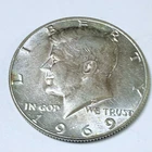 1969 D Kennedy Half Dollar 40% Silver Coin, Circulated Coin #6840