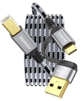 Printer Cable 10 FT, 2in1 USB C & A to B High Speed USB Printer Cable Compati...