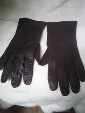Vintage Blk Lined Leather Gloves Size 7.5 Womans