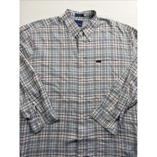 Faconnable Men's Long-Sleeve Button-Down Plaid Shirt - Light Gray/Blue XL