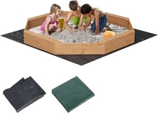 Wooden Sandbox with Lid ＆ Bench,Large OutdoorSand Pool with Pad,for Kids 3-8