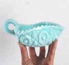 Vintage Fostoria Turquoise Winburn Aqua Blue Milk Glass Candy Dish Trinket Dish