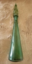 Vintage MCM Green EMPOLI Panel / Ribbed Genie Bottle with Stopper 19.25 Inches