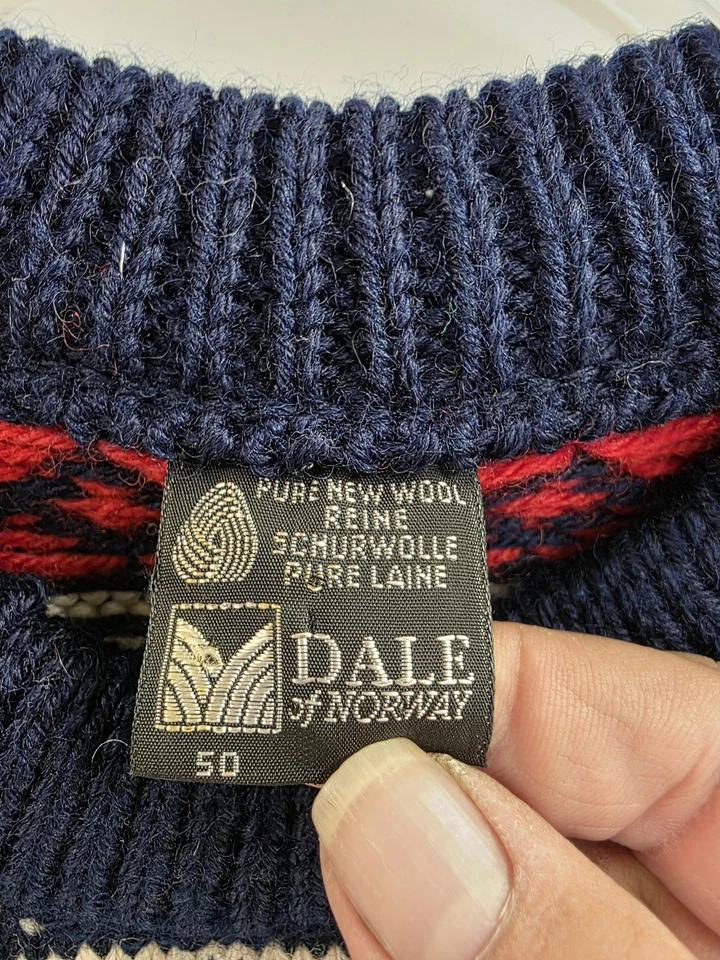 Dale Of Norway Sweater Mens Large Blue Wool Nordic Reindeer Pullover Ski Knit - Image 3 of 4