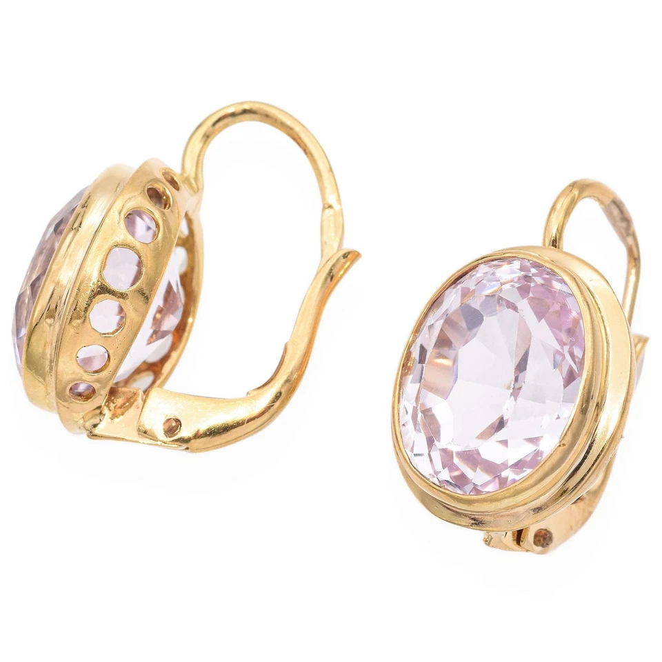 Pendientes colgantes de zafiro cultivado en laboratorio de oro amarillo de 18 quilates Foto 4 de 4