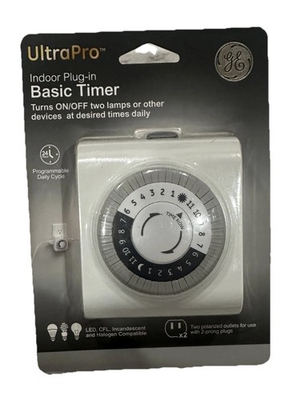 #ad GE Ultrapro Indoor Plug in Basic Timer Lighting Control Switch Brand New $10.49