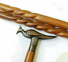 Antique Brass Victorian Head Handle Wooden Vintage Style Walking Stick Cane gift