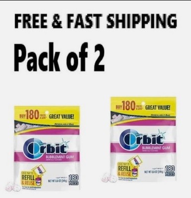 Orbit 2 pack Bubblemint Sugar Free Chewing Gum, Value Pack - 180 Ct each bag
