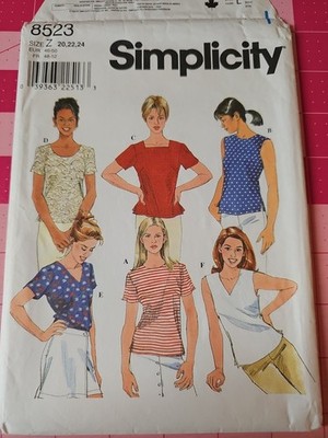 Simplicity 8523 Pattern Pullover Shirt Top Blouse Sizes 20-22-24 Uncut