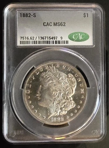 1882 S MS62  Morgan Silver Dollar $1 Brilliant Uncirculated BU 90% Silver