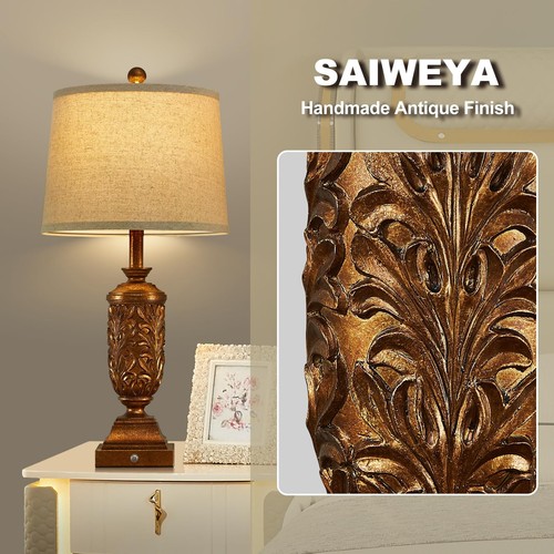 26.5" Farmhouse Table Lamp Set of 2 3-Way Dimmable Touch Control Bedside Lamp... - Picture 4 of 7