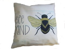 Image of Bee Linen Cushion 45x45cm Choose Cover Only or Filled Cushion Bee Kind