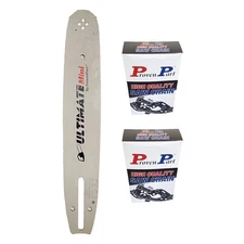 12" Chainsaw Bar And 2 Pack Semi Chisel Chain Combo 3/8" LP .050" 45DL