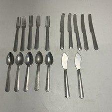Vintage Lot of 17 1940's Childs Toy Silverware Set Made in the USA 5 Settings