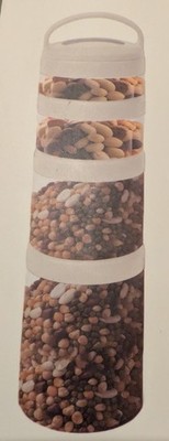 Tragbare stapelbare Behälter. 4 Größen/Stück. Reiseergänzungsmittel Snacks. Neu mit Etikett