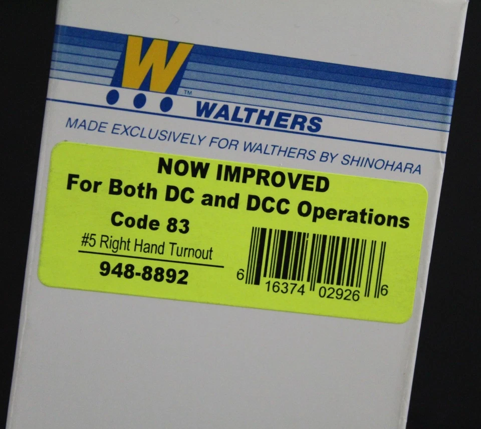 Walthers 948-8892 Code 83 Nickel Silver DC & DCC #5 Turnout Right Hand HO (581) - Image 2 of 2