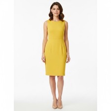 Talbots Size 10 Yellow Ponte Knit Sheath Dress Stretch Office Career Midi