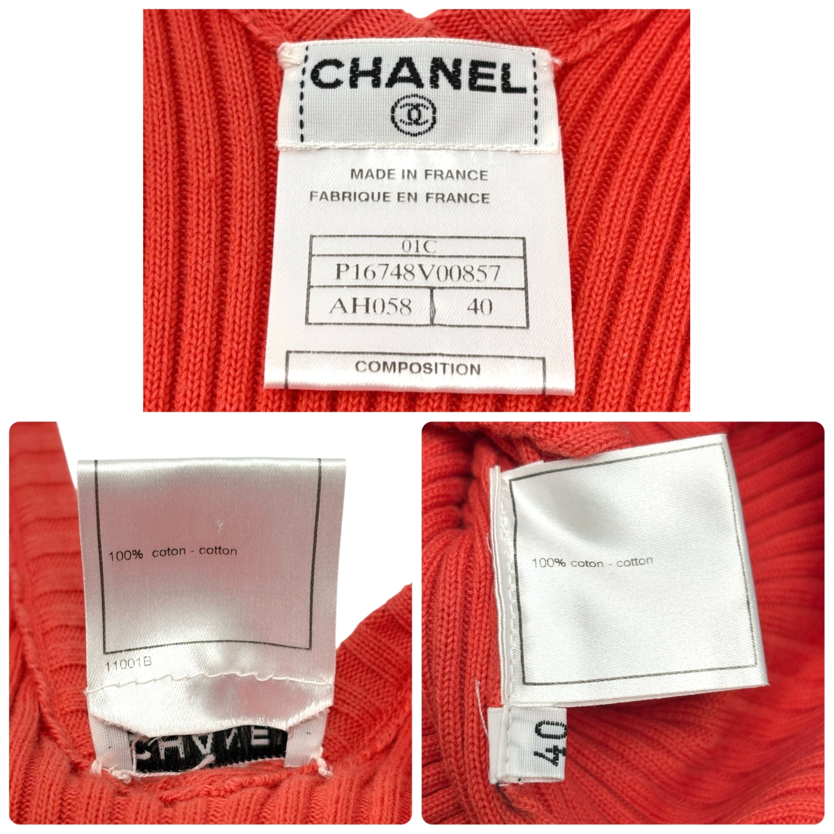 CHANEL Vintage 01C CC Gold Ring Knit Ribed Tank Camisole Top #40