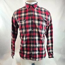Woolrich Flannel Shirt Mens Large Red Black Plaid Button Up Casual Outdoors Gorp