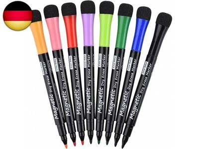 Whiteboard Marker mit Schwamm, 8 Farben, Dünn 2 mm, Abwischbar, Magnetische