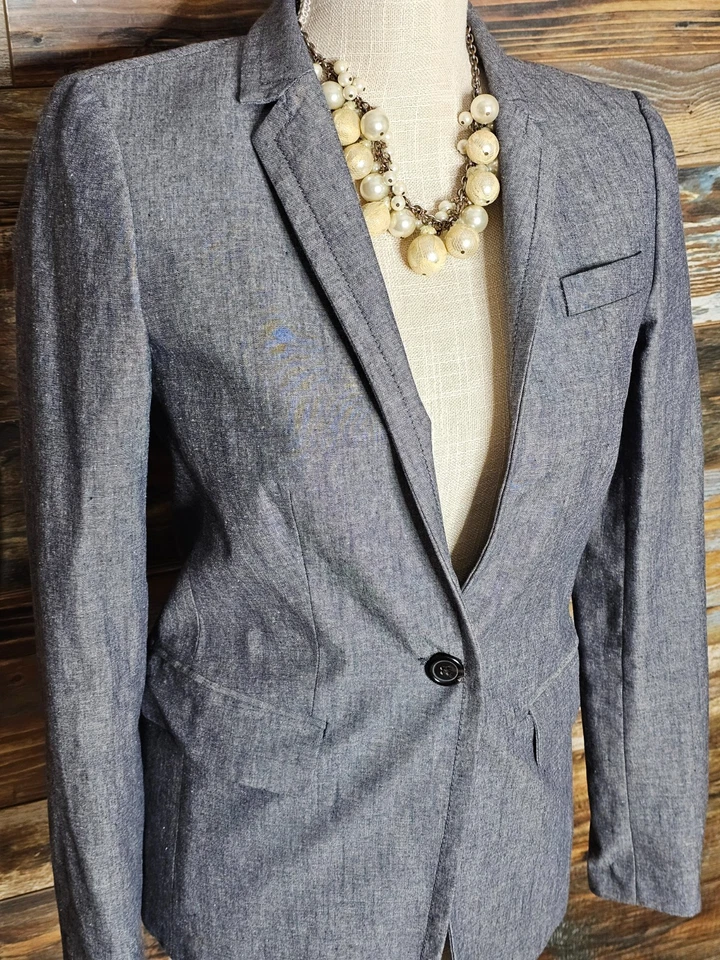 J. Chaqueta Blazer Crew Etiqueta Negra 100% Algodón Estilo Jeans Puños de Trabajo Talla 0 Foto 3 de 4