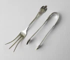 Vintage Lunt Sterling Silver Monticello Bon Bon Tongs & Lemon Fork