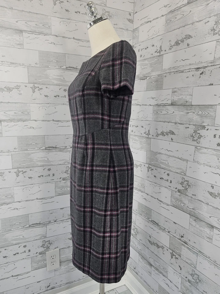 Brooks Brothers Plaid Wool Blend Sheath Dress Womens 6 Business Career - Image 2 of 4