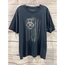 Ariat Mens XL Navy Blue American Flag Graphic Logo Short Sleeve T-Shirt