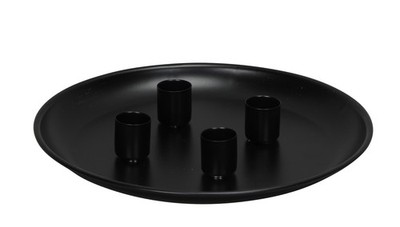Adventskranz Teller mit 4 Magnetkerzenhaltern D:23,5 cm aus Metall - Adventsdeko