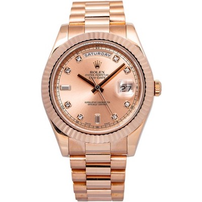 Rolex Day-Date 218235 18k RG President Factory Diamond Pink Dial Auto Men's 41mm