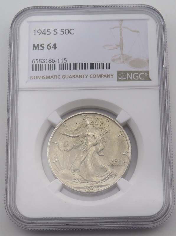 1945-S Walking Liberty Half Dollar MS-64 NGC - 6583186-115