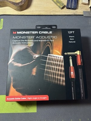 Monster Prolink Acoustic Instrument Cable - 12 ft - Right Angle to Straight