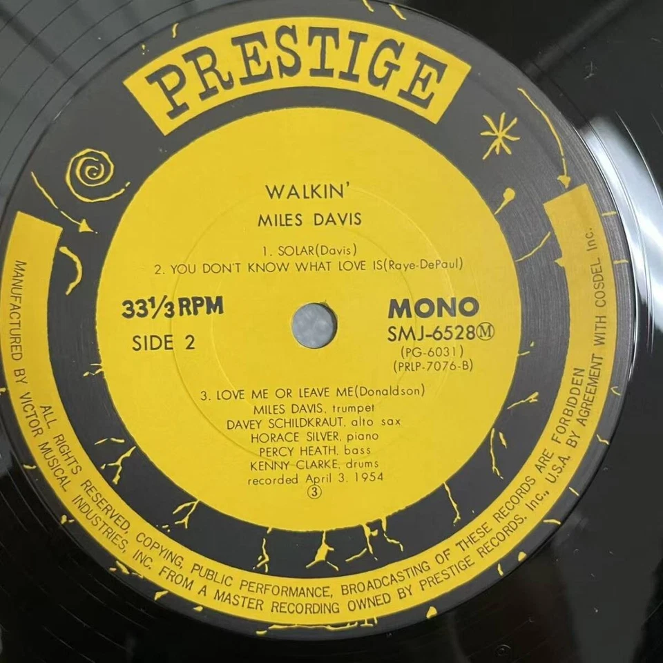 Miles Davis All Stars Walkin' Prestige SMJ-6528(M) Япония ВИНИЛОВАЯ ПЛАСТИНКА OBI EX NM - Изображение 4 из 4
