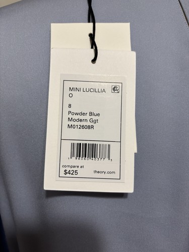 Theory Mini Lucillia Powder Blue Silk Dress, Size 8 NWT Retail $425. - 第 5/5 張圖片