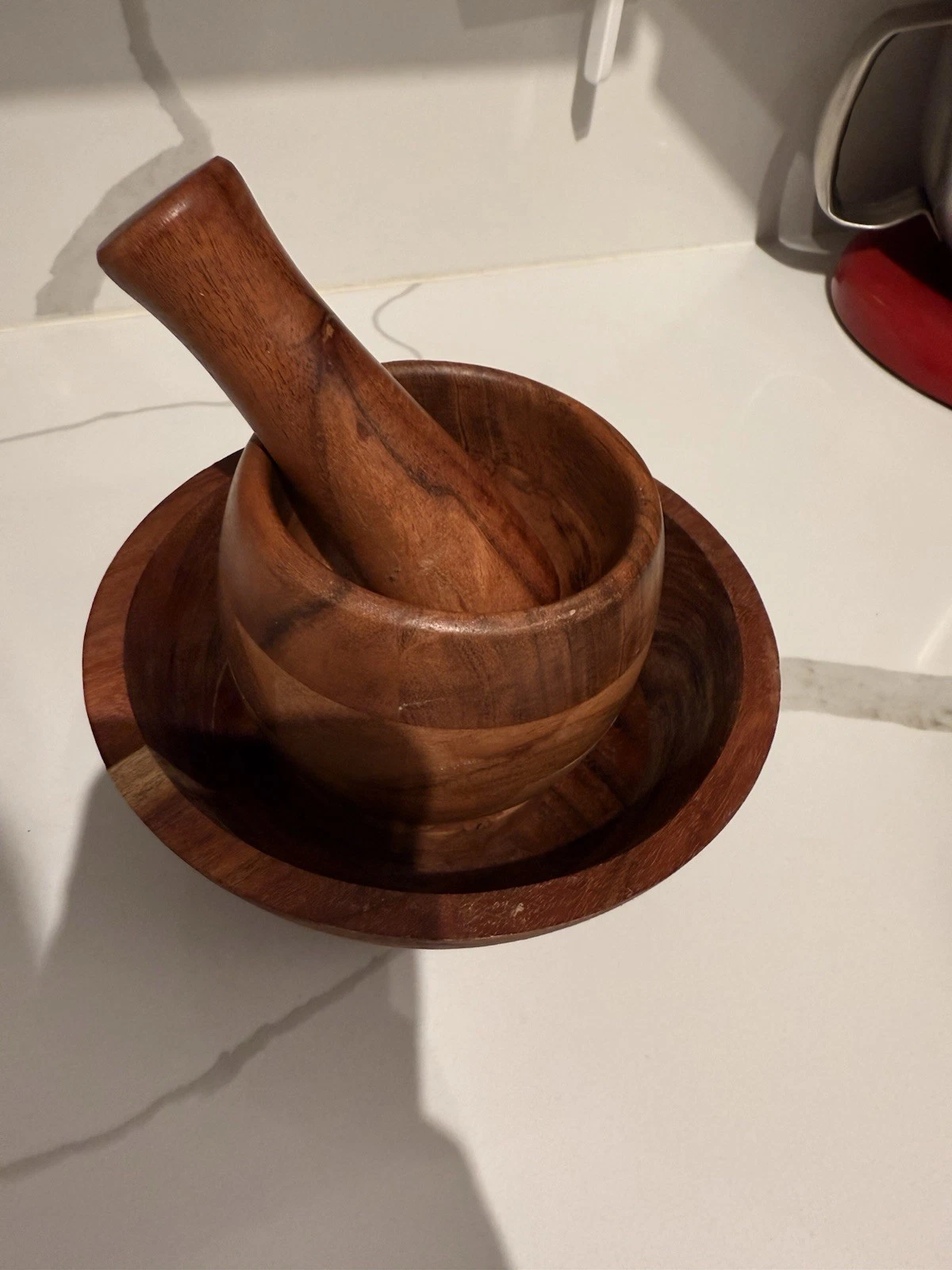 Handmade Natural Wood Mortar and Pestle Set Matching Bowl Rustic Kitchen Decor
Opens in a new window