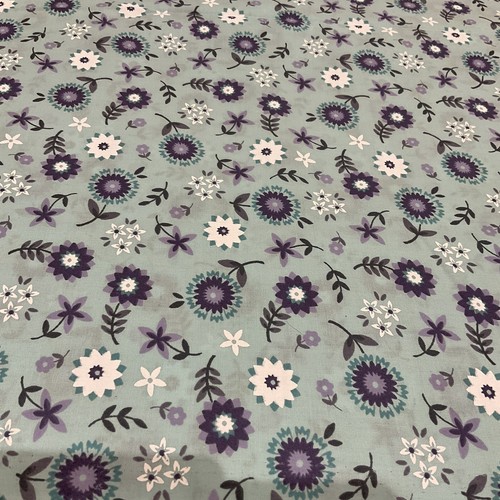 TROPICAL BREEZE Fabric Aqua Purple Floral Cotton Quilting Sewing 2 YDS+4”X55”W - Picture 2 of 3