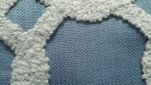 Tessuto geometrico tappezzeria/drappeggio Mill Creek Guy blu cielo/bianco sporco 53" 25yds - Foto 5 di 12