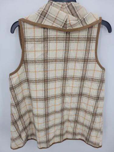 Alter'd State Vest Womens Medium Tan Brown Plaid Faux Suede Trim Boho Academia - Picture 2 of 8