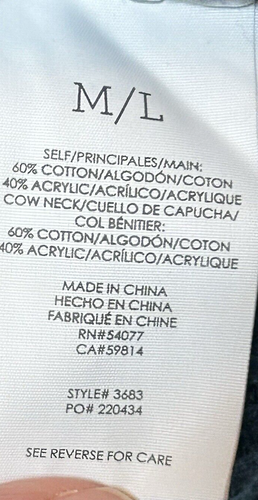 Cabi M/L Teal Blue Sweater Flex Poncho Cow Neck Cotton Blend Lagenlook Pockets - Picture 8 of 11