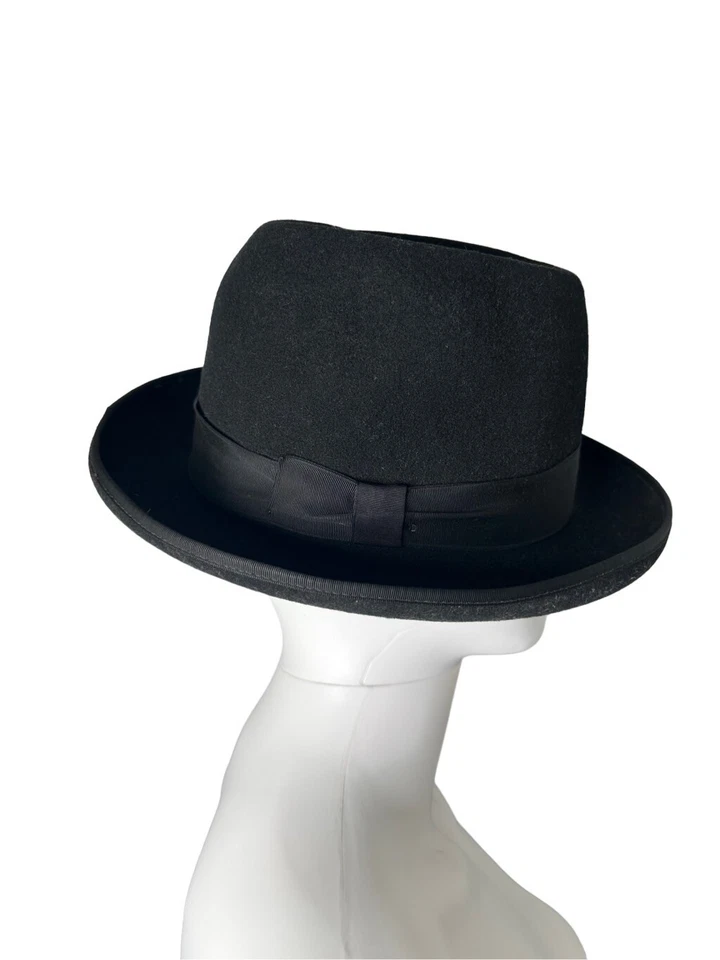 De colección Bianchi Cappelli Sombrero Lana Fieltro Homburg Negro Clásico Formal Sombrero de copa Foto 2 de 4